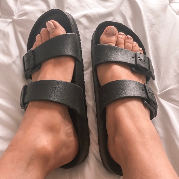 upstyleboutique Shoes - Black Sandals Slip Ons